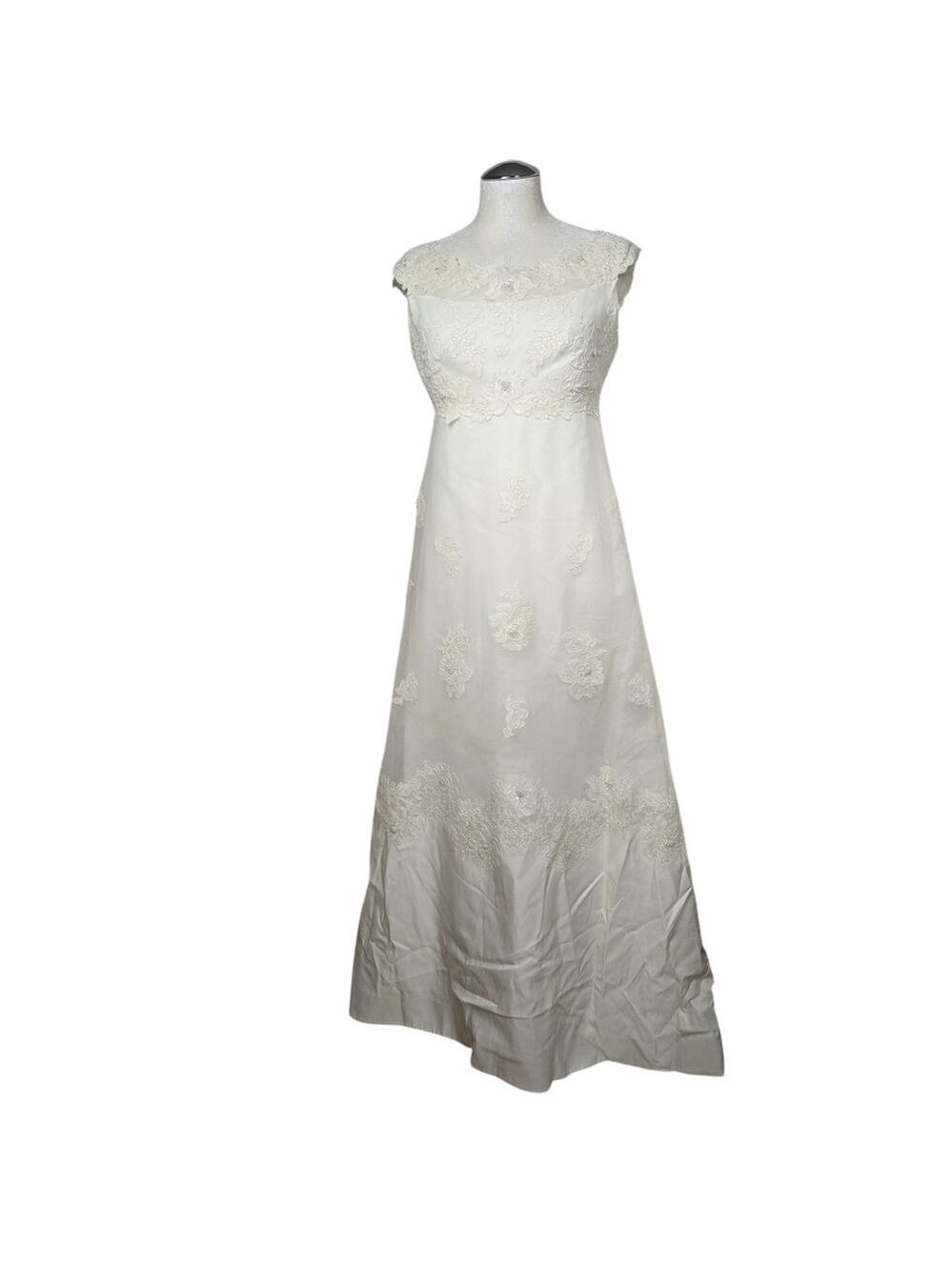 Bianchi Ivory Sleeveless Maxi Bow Vintage Wedding Dress S With Train & Veil